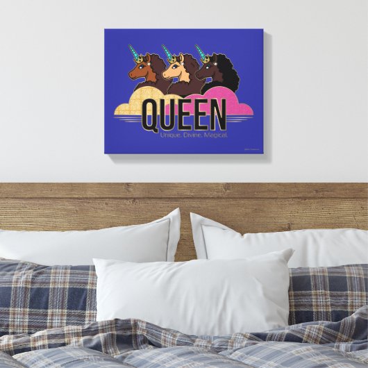 Afro Eenhoorn Queen Trio Design Canvas Afdruk (Insitu (Slaapkamer))
