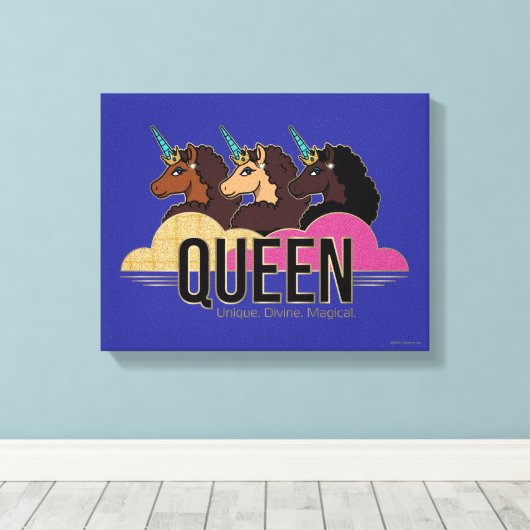 Afro Eenhoorn Queen Trio Design Canvas Afdruk (Insitu (Houten vloer))