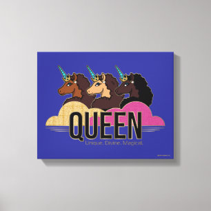 Afro Eenhoorn Queen Trio Design Canvas Afdruk