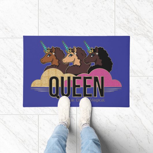 Afro Eenhoorn Queen Trio Design Deurmat (Binnen)