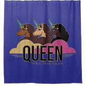 Afro Eenhoorn Queen Trio Design Douchegordijn (Voorkant)