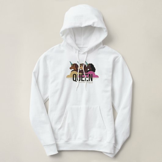 Afro Eenhoorn Queen Trio Design Hoodie (Design voorkant)