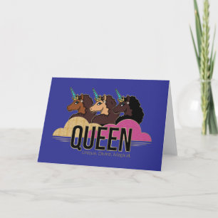 Afro Eenhoorn Queen Trio Design Kaart