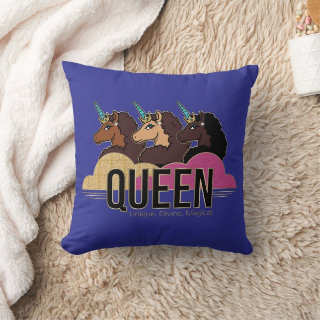 Afro Eenhoorn Queen Trio Design Kussen (Deken)