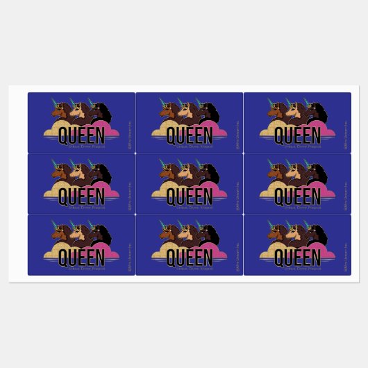 Afro Eenhoorn Queen Trio Design Labels (Vel)