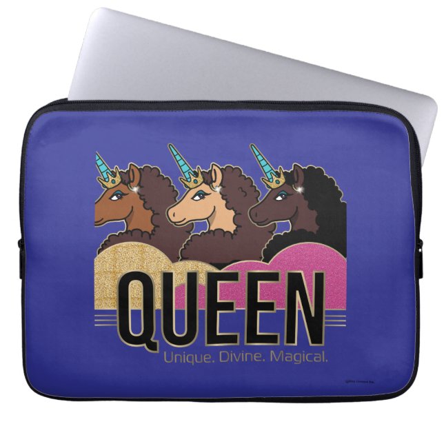 Afro Eenhoorn Queen Trio Design Laptop Sleeve (Voorkant)