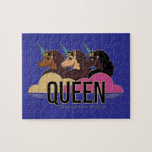 Afro Eenhoorn Queen Trio Design Legpuzzel (Horizontaal)
