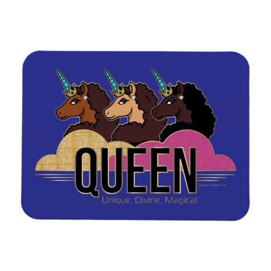 Afro Eenhoorn Queen Trio Design Magneet (Horizontaal)