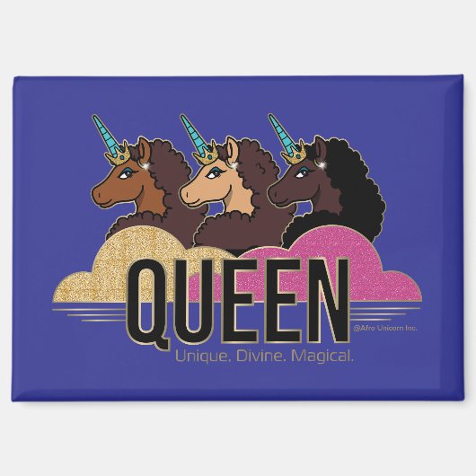 Afro Eenhoorn Queen Trio Design Magneet (Voorkant)