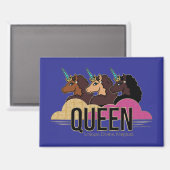 Afro Eenhoorn Queen Trio Design Magneet (Voorkant / Achterkant)