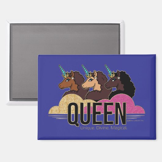 Afro Eenhoorn Queen Trio Design Magneet (Voorkant / Achterkant)