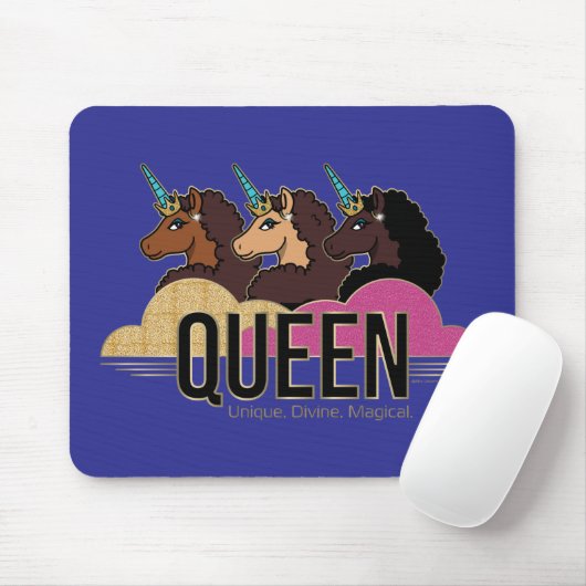 Afro Eenhoorn Queen Trio Design Muismat (Met muis)