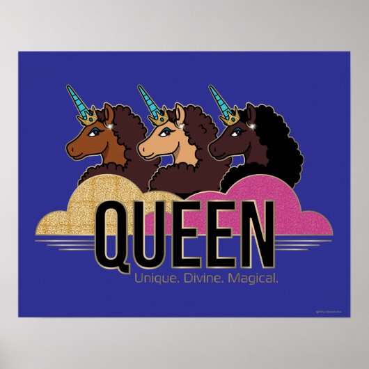 Afro Eenhoorn Queen Trio Design Poster (Voorkant)