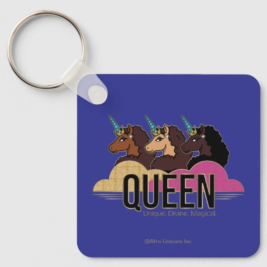 Afro Eenhoorn Queen Trio Design Sleutelhanger (Voorkant)