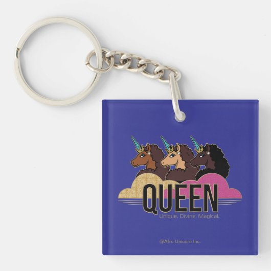 Afro Eenhoorn Queen Trio Design Sleutelhanger (Voorkant)