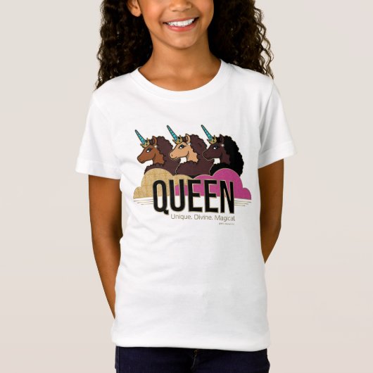 Afro Eenhoorn Queen Trio Design T-shirt (Voorkant)