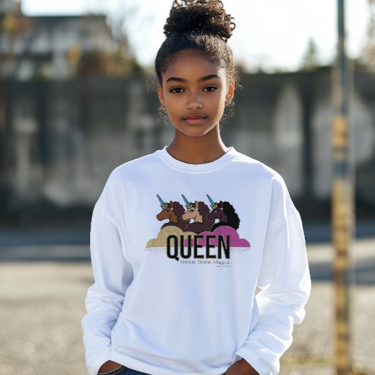 Afro Eenhoorn Queen Trio Design T-shirt