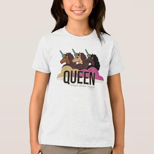 Afro Eenhoorn Queen Trio Design Tri-Blend Shirt (Voorkant)