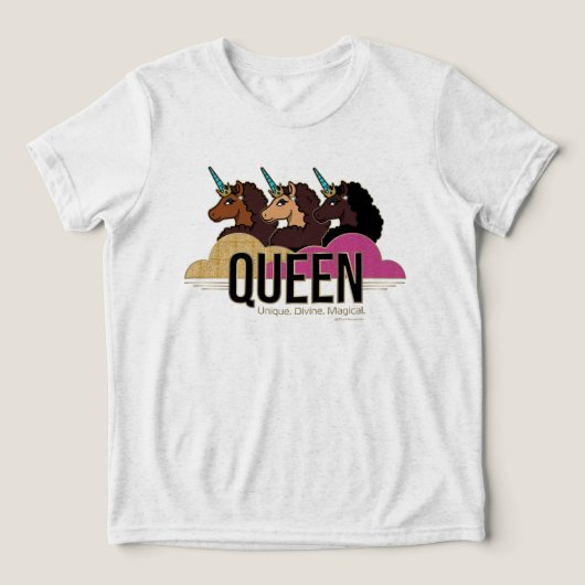 Afro Eenhoorn Queen Trio Design Tri-Blend Shirt (Design voorkant)