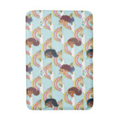 Afro Eenhoorn Regenboog en Harten Patroon Badmat (Voorkant Verticaal)