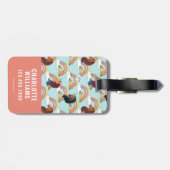 Afro Eenhoorn Regenboog en Harten Patroon Bagagelabel (Achterkant horizontaal)