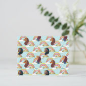 Afro Eenhoorn Regenboog en Harten Patroon Briefkaart (Staand voorkant)