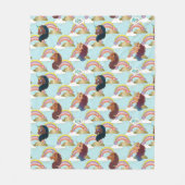 Afro Eenhoorn Regenboog en Harten Patroon Fleece Deken (Voorkant)