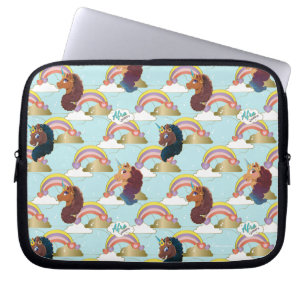 Afro Eenhoorn Regenboog en Harten Patroon Laptop Sleeve