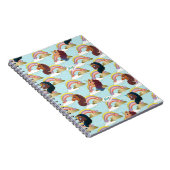 Afro Eenhoorn Regenboog en Harten Patroon Notitieboek (Rechterzijde)