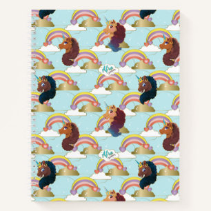 Afro Eenhoorn Regenboog en Harten Patroon Notitieboek