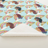 Afro Eenhoorn Regenboog en Harten Patroon Sherpa Deken (3/4)