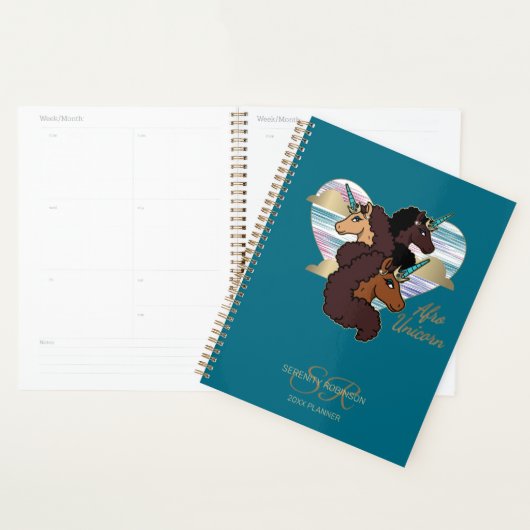 Afro Eenhoorn Trio Hart Ontwerp Planner (Display)
