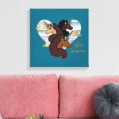 Afro Eenhoorn Trio Heart Design Canvas Afdruk (Insitu (Woonkamer))