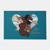 Afro Eenhoorn Trio Heart Design Deurmat (Voorkant)