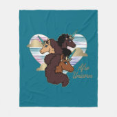 Afro Eenhoorn Trio Heart Design Fleece Deken (Voorkant)