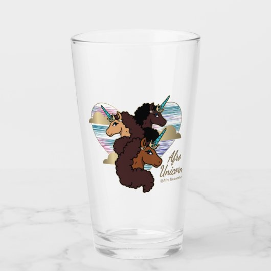 Afro Eenhoorn Trio Heart Design Glas (Voorkant)