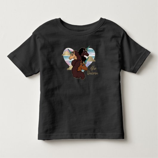 Afro Eenhoorn Trio Heart Design Kinder Shirts (Voorkant)