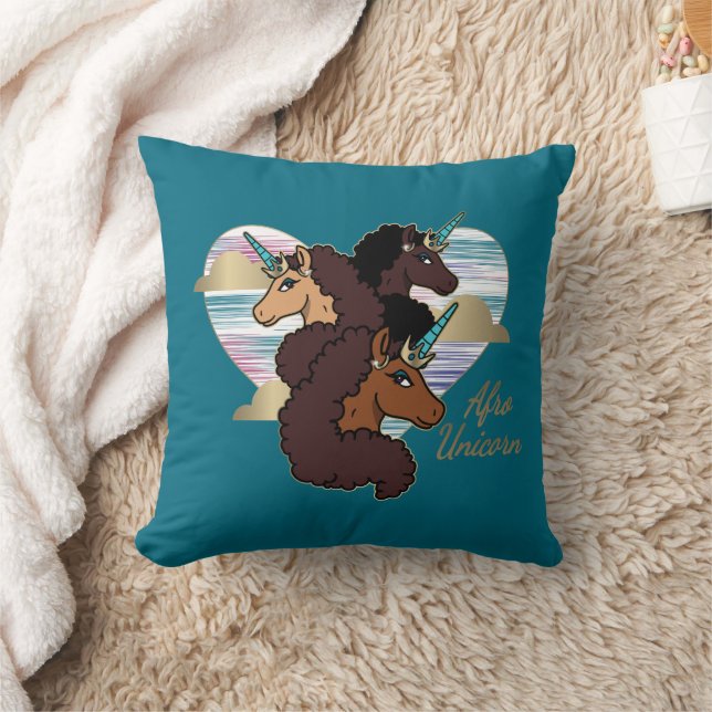 Afro Eenhoorn Trio Heart Design Kussen (Deken)