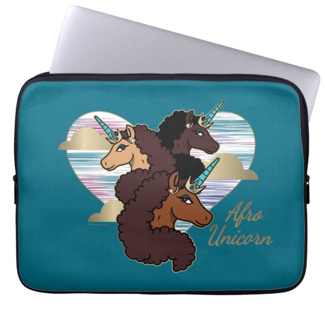 Afro Eenhoorn Trio Heart Design Laptop Sleeve (Voorkant)