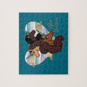 Afro Eenhoorn Trio Heart Design Legpuzzel (Verticaal)