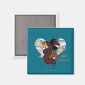 Afro Eenhoorn Trio Heart Design Magneet (Voorkant / Achterkant)