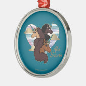 Afro Eenhoorn Trio Heart Design Metalen Ornament (Links)