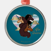 Afro Eenhoorn Trio Heart Design Metalen Ornament (Voorkant)