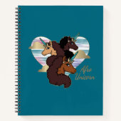 Afro Eenhoorn Trio Heart Design Notitieboek (Voorkant)