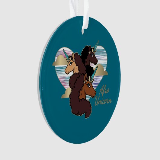 Afro Eenhoorn Trio Heart Design Ornament (voorkant)