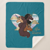 Afro Eenhoorn Trio Heart Design Sherpa Deken (Voorkant)