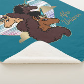 Afro Eenhoorn Trio Heart Design Sherpa Deken (3/4)