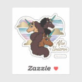 Afro Eenhoorn Trio Heart Design Sticker (Vel)