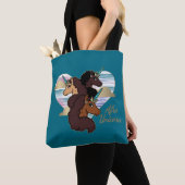 Afro Eenhoorn Trio Heart Design Tote Bag (Dichtbij)