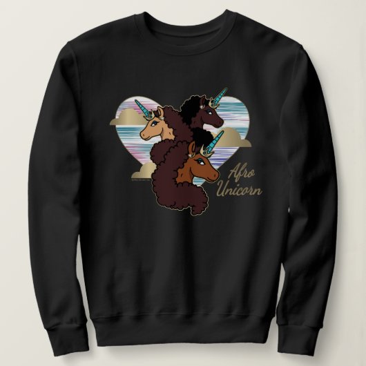 Afro Eenhoorn Trio Heart Design Trui (Design voorkant)